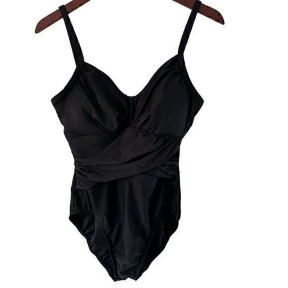 Miraclesuit Black One Piece‎ Adjustable Strap Slimming Bathing Suite Size 12P